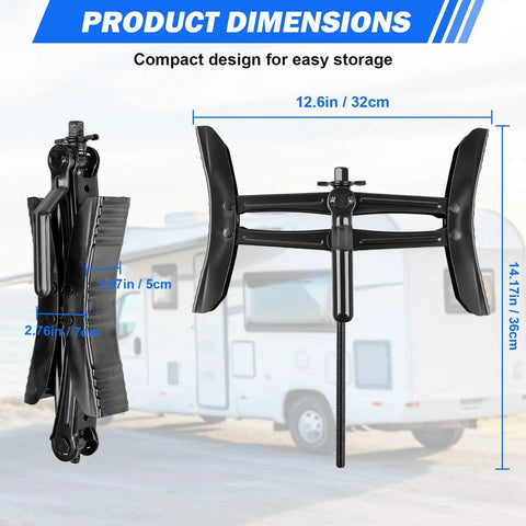 Dimensions of Heavy Duty RV Wheel Chock Stabilizer Two Pack For Campers And Travel Trailers Adjustable 3.5 To 12 Inch