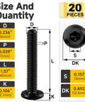 Built Like A Tank 20 Pack Of M6 X 40mm Flat Head Hex Socket Cap Screws Bolts showing dimensions and features for assembly.