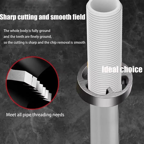 PVC pipe threaded using Electric Drill PVC Pipe Threader Kit With Internal And External Dies For One Half Inch, Three Quarter Inch And One Inch PVC Pipes, DIY Home Plumbing Tool, PVC Threading Set.