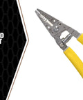 Ergonomic Wire Stripper For 10 To 18 AWG Solid And 12 To 20 AWG Stranded With Stainless Steel Blades, yellow grip, side view