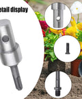 Garden Auger Drill Adapter For Impact Driver With Round Shank SDS Plus to One Half Inch Thread Keyless Chuck in detail display