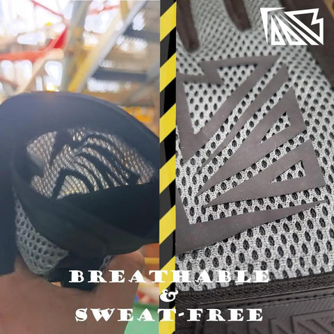 Built Different Heavy Duty Work Gloves With Breathable Leather Palms And Touchscreen Compatible Tips Machine Washable Reinforced Knuckles Zero Slip Grip For Mechanics And Electricians showcasing breathable mesh interior for comfort.