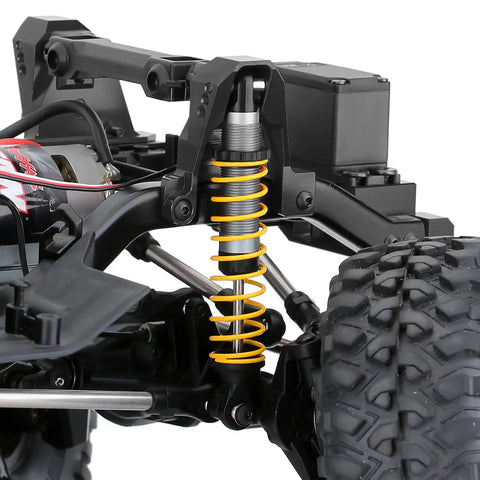 Metal Shock Spring Set For One Tenth Scale RC Crawlers Rad Upgrade For TRX4 And Axial SCX10 Platforms, yellow coil spring on vehicle