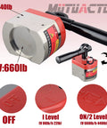 Heavy Duty Welding Magnet Square Clamp Holder With On Off Switch 700 Lbs Holding Force, close-up of switch and holding capacity details