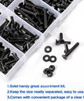 Massive 500 Piece M3 Countersunk Head Socket Cap Screws Set 4 6 8 10 12 14 16 20mm with washers and nuts displayed.