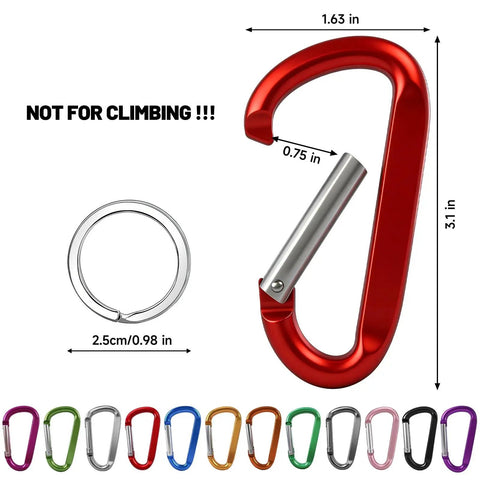 12 Pack Carabiner Keychain Clips 3 Inch Aluminum D Ring Nonlocking Hooks Multicolor Snap Clips For Home Camping Hiking Travel Backpack