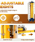 Heavy Duty Rolling Welding Station With Rock Solid Locking Casters And Rust Proof Galvanized Plate Top Adjustable Steel Build Handles Four Thousand Pounds showing adjustable heights from 29 to 48 inches.