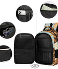 Vintage Star Tabby Kitty Print Unisex Backpack with large open compartments, durable polyester, for school and travel.