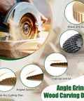 Close-up of 14 Piece Wood Carving Discs Set for 4 Inch and 4.5 Inch Angle Grinders with Rotary Burrs and Adapters