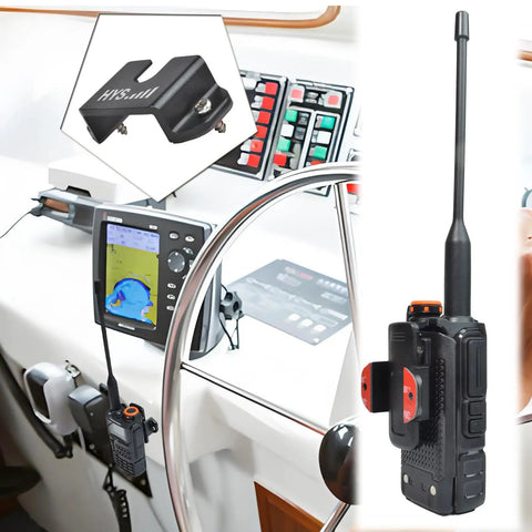 Universal Car Mount For Handheld CB And VHF UHF Radios, Microphone Hanger Holder Kit installed in vehicle console