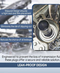 Five Piece Transmission And Transaxle Plug Kit With Adapter For Ford And Most Cars And Pickups Universal Fit Leak Proof Seals Replaces 23400 in transmission opening