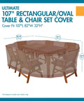 Tough As Nails All Weather Waterproof Patio Table And Chair Cover For Rectangular Or Oval Tables Up To 107 Inches Fits Six Chairs