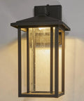 Seeded Glass Outdoor Wall Light With Dusk To Dawn Sensor, 1000 Lumens Of Warm 3000K Glow, 15.5 Inch Tall Porch Lantern