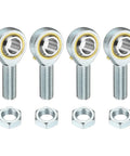 4 Pack 3/4 Inch Male Rod End Bearings With Jam Nuts, 3/4-16 UNF Left Hand Threads, ABEC3 Precision For Agriculture, Machinery, And CNC Equipment, Smooth, Flexible Motion In Tight Spots. four rod end bearings with jam nuts