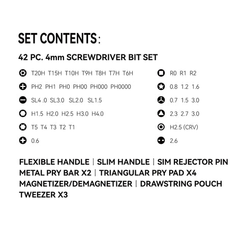 Top Notch Precision Screwdriver Set 56 Piece Kit With 42 Bits S2 Alloy Steel Carrying Case details listed.