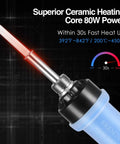 80W LCD Soldering Iron Kit With Adjustable Temperature Pro Grade Quick Heat Ceramic Thermostatic Design Digital Solder Gun On Off