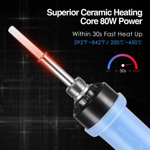 80W LCD Soldering Iron Kit With Adjustable Temperature Pro Grade Quick Heat Ceramic Thermostatic Design Digital Solder Gun On Off