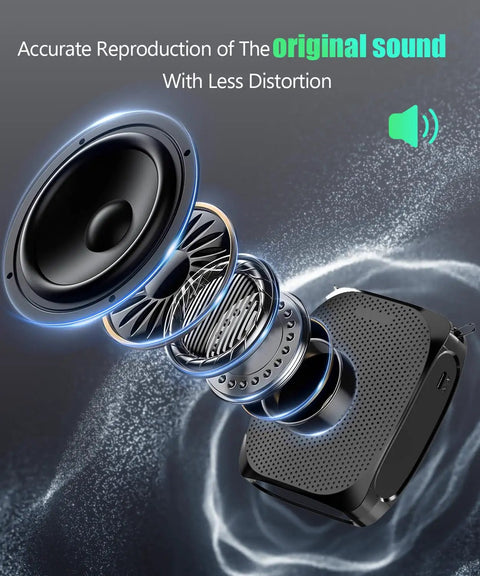 Exploded view of speaker components in Portable Voice Amplifier With Headset Microphone For Speaking On The Go Rechargeable Mini PA System