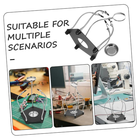 LED Magnifying Lamp With Soldering Third Hand Tool Flexible Arms And Magnetic Helping Hands Sturdy Iron Holder For PCB Repair
