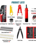 All In One Ethernet Crimping Tool Kit 10 In 1 Pass Through RJ45 RJ11 Network Tool With Tester Pro Grade Punch Down Tool Set