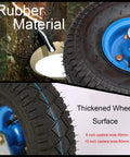 Heavy Duty Swivel Caster Set Featuring Thick Rubber Pneumatic Wheels Designed To Dampen Vibration On Rolling Furniture And Warehouse Carts Equipped With Reliable Side Brakes And Reinforced Steel Hubs Built Like A Tank showing rubber material and thickened wheel.