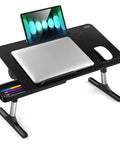 Adjustable Laptop Table With Built In Tablet Groove And Storage Drawer Portable Lap Desk And Foldable Sofa Tray, fits 17 inch laptops