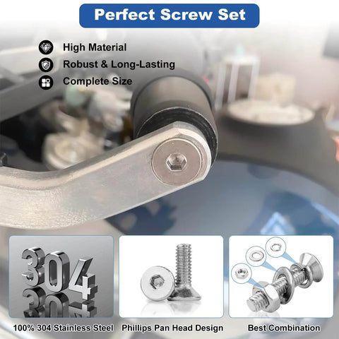M6 Flat Head Hex Socket Cap Screws Set, 206 Piece All In One Kit With Nuts, Washers, And Allen Wrench, 304 Stainless Steel