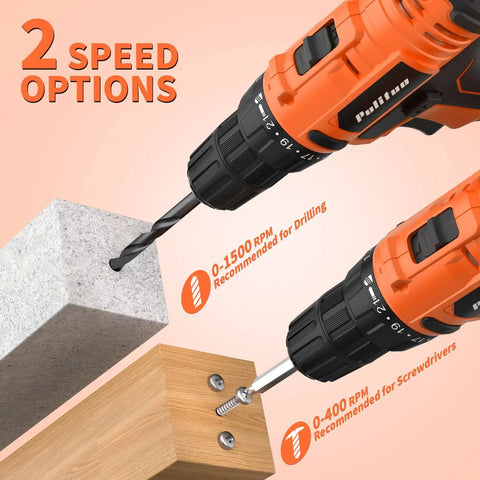 20V Cordless Drill Driver With Dual Batteries, 30Nm Torque, 21 Plus 1 Clutch, Two Speed Settings, Drilling and Screwing Display