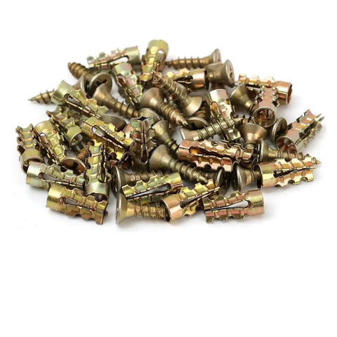 Beefy Concrete Anchors and Screws Kit for Hollow Wall Drywall Fasteners 50 sets, galvanized iron expansion tubes and screws