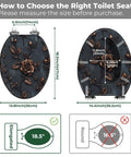 Elongated Resin Toilet Seat for Bathroom dimensions guide, showing size options and measurements for proper fit.