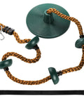Outdoor Climbing Rope With Platform And Disc Swing Seat Set For Trees And Backyards Includes Bonus Hanging Strap And Carabiner