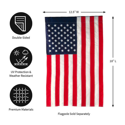 12x18 Double Sided All American Flag For Outdoors Patriotic Garden Flag With Embroidered Stars And Stripes Weatherproof Nylon Waterproof