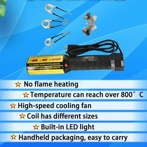 No Sweat Handheld Induction Heater Bolt Extractor Featuring Flameless Rapid Warmth And Unbeatable Output with coils and cables.