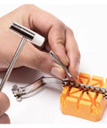Using All In One Metal Watch Repair Tool Kit With 51 Pieces Including Band Link Pin Remover Back Case Opener Screwdriver And Spring Bar Tool