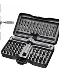Magnetic Ratchet Screwdriver Set With T Handle, 64 In 1 Kit, S2 Steel Bits displayed in open portable hard case