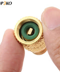 R410A Straight Swivel Mini Split Adapter With Five Sixteenth SAE Female To One Quarter SAE Male Quick Couplers For HVAC And Ductless Mini Split Systems Pro Grade DIY Friendly Two Pack brass adapter close-up with green seal