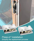 Sliding Patio Door Rollers One And One Half Inch Steel Ball Bearing Rollers Two Pack Adjustable Height Silver Finish Installed