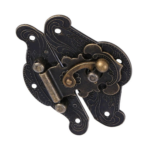 Dope Zinc Alloy Vintage Jewelry Box Latch With Antique Bronze Finish, Rustproof Retro Hasp For Jewelry Case Chest, Easy Screw Installation, Durable Locking Catch For Craft Boxes And Trunks