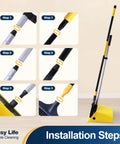 Commercial Broom And Dustpan Set With 54 Inch Long Handle For Indoor Outdoor Cleaning No Bending Back Design assembly steps