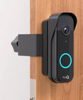 Anti Theft Doorbell Mount For Video Doorbell Camera Adjustable Left And Right Viewing Angle 40 To 140 Degrees Anti Blocks Motion Sensor Compatible With Homes Apartments Dorms Black installed on wooden door
