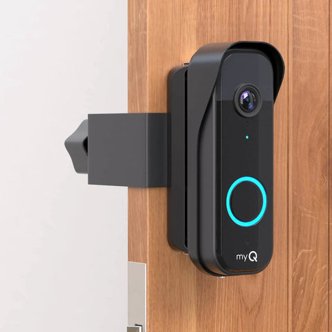 Anti Theft Doorbell Mount For Video Doorbell Camera Adjustable Left And Right Viewing Angle 40 To 140 Degrees Anti Blocks Motion Sensor Compatible With Homes Apartments Dorms Black installed on wooden door