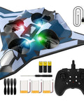 Dope Remote Control Foam Fighter Jet With Lights 360 Degree Flips And Stable Hovering Easy RC Airplane Toy display with accessories