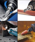 5-piece tungsten carbide rotary burr set with 1/4in shank, double-cut, 8mm heads for die grinders; wood/metal engraving