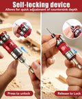 Self-locking device of 14 Piece Countersink Drill Bit Set With Self Locking Quick Adjust Depth Tct Steel Hss Bits in action.