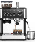 15 Bar Espresso Machine With Built In Anti Clog Grinder And Stainless Steel Coffee Maker 77.8 Oz Removable Water Tank