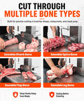 Beastly 2500W Meat Saw With 8 Stainless Steel Blades cutting various bones for deer and beef on a countertop bone saw.
