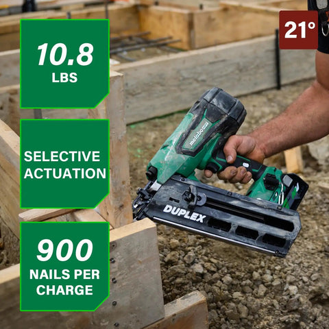 36V Cordless Forming Nailer With 2.5Ah Battery And 3.5 Inch Duplex And Double Headed Fasteners NR3675DD in use on job site