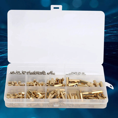 Hex Standoff Spacer Kit With 300 Pieces In Brass And Plated Iron, Multipurpose Mounting Pillars For Motherboard And Electronics DIY Projects