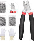Angled Hog Ring Pliers Kit With 360 Pcs Hog Rings In 3/4 1/2 And 3/8 Inch Galvanized Steel Spring Loaded A3 for upholstery