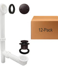 Heavy Duty 14 Inch Bathtub Waste And Overflow Assembly With Kick Style Drain Plug And Two Hole Faceplate Oil Rubbed Bronze 12 Pack parts and packaging.